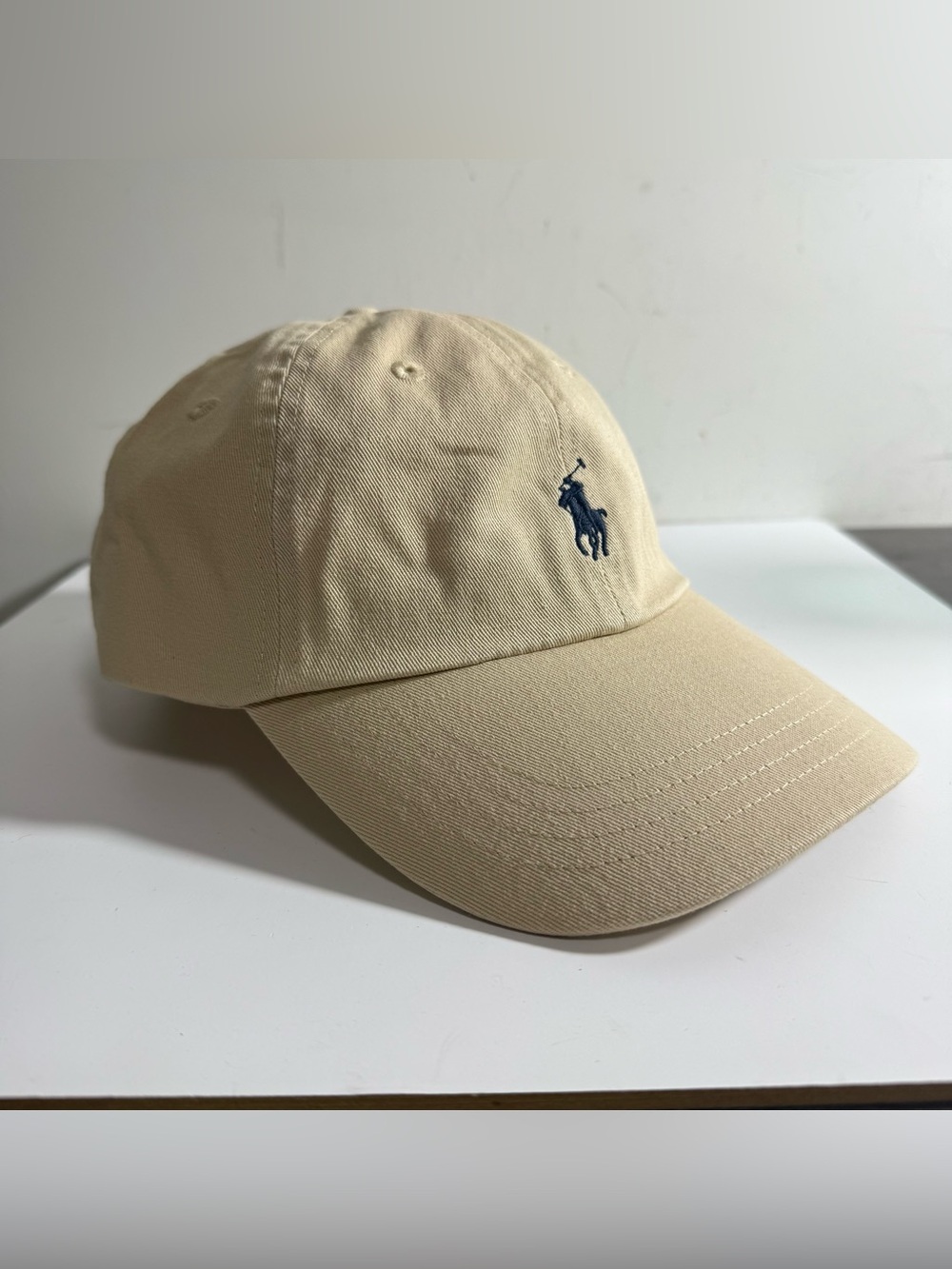 Polo by Ralph Lauren Beige Baseball Cap with Navy Pony